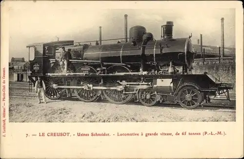 Ak Le Creusot Saône et Loire, Usines Schneider, Locomotive