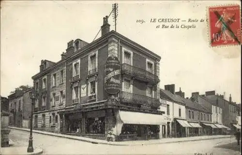 Ak Le Creusot Saône et Loire, Route de Couches et Rue de la Chapelle