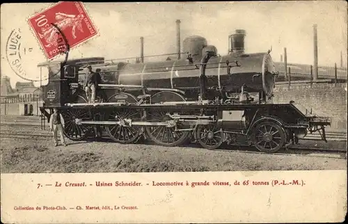 Ak Le Creusot Saône et Loire, Usines Schneider, Locomotive