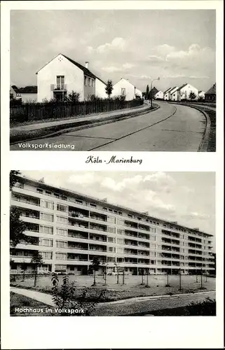 Ak Marienburg Köln am Rhein, Volksparksiedlung, Hochhaus im Volkspark