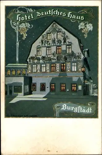 Künstler Ak Burgstädt in Sachsen, Hotel Deutsches Haus