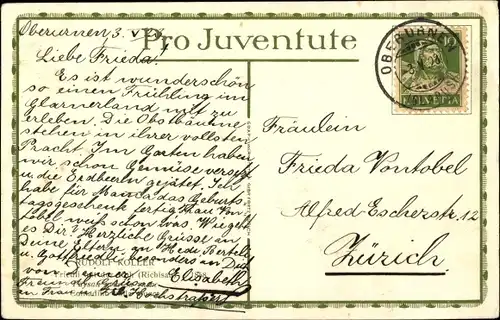 Künstler Ak Koller, Rudolf, Schweiz, Mann mit Kuh, Pro Juventute