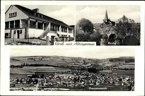 Ak Altengronau Sinntal in Hessen, Schule, Kirche, Panorama