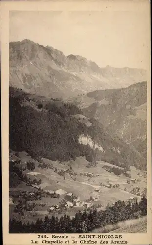 Ak Saint Nicolas Savoie, La Chapelle et la Chaine des Aravis