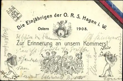 Studentika Litho Hagen in Westfalen, Einjährige des ORS, Engelorchester, Kommers 1908