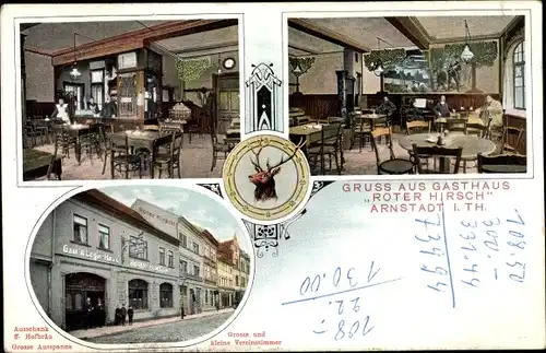 Ak Arnstadt in Thüringen, Gasthaus Roter Hirsch, Innenansicht