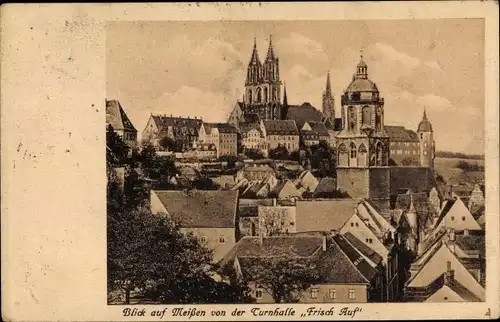 Ak Meißen in Sachsen, Stadt von der Turnhalle Frisch Auf aus gesehen