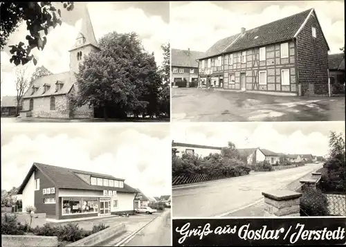 Ak Jerstedt Goslar am Harz, Kirche, Fachwerkhaus, A&O Geschäft, Straßenpartien