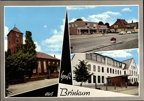 Ak Brinkum bei Bremen Stuhr in Niedersachsen, Kirche, Gemischtwarenladen, Straßenpartien