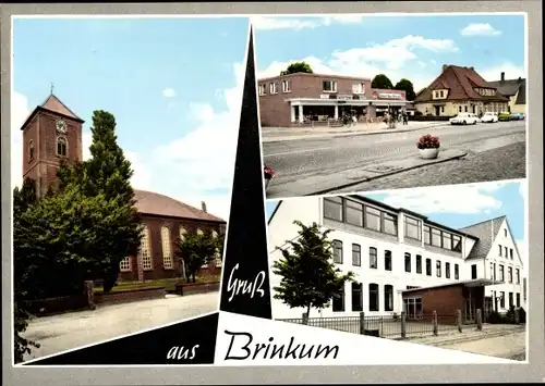 Ak Brinkum bei Bremen Stuhr in Niedersachsen, Kirche, Straßenpartie