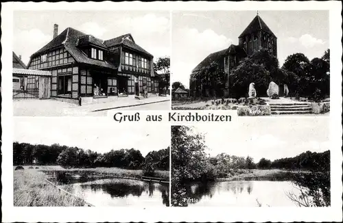 Ak Kirchboitzen Walsrode, Kaufhaus J. Wunsch, Kirche, Bad, See