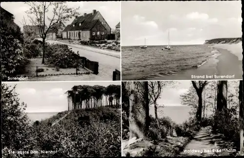 Ak Surendorf Schwedeneck in Schleswig Holstein, Dorfpartie, Strand, Waldpartie