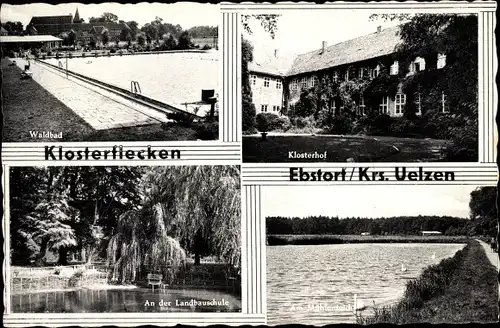 Ak Ebstorf in der Lüneburger Heide, Klosterflecken, Waldbad, Mühlenteich, Landbauschule, Klosterhof