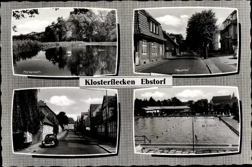 Ak Ebstorf in der Lüneburger Heide, Mühlenteich, Hauptstraße, Schwimmbad