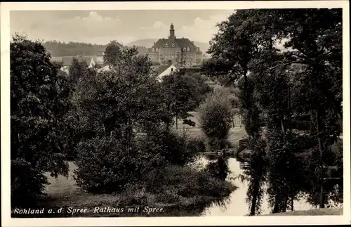 Ak Sohland an der Spree in Sachsen, Rathaus mit Spree