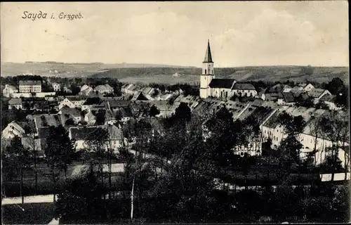 Ak Sayda im Erzgebirge, Teilansicht mit Kirche