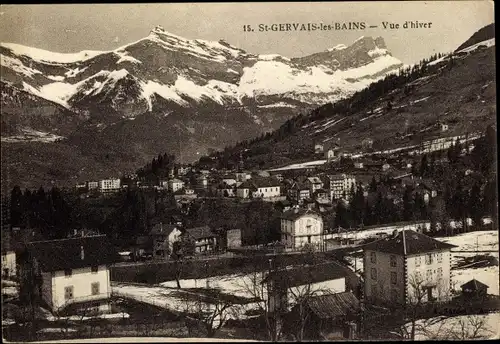 Ak Saint Gervais les Bains Haute Savoie, Vue d'hiver