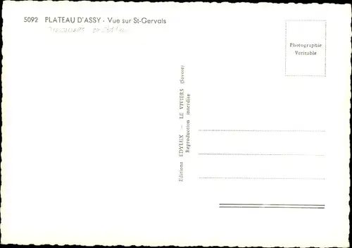 Ak Saint Gervais les Bains Haute Savoie, Plateau d'Assy, Teilansicht