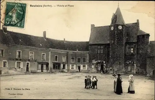 Ak Bouloire Sarthe, Mairie et Place