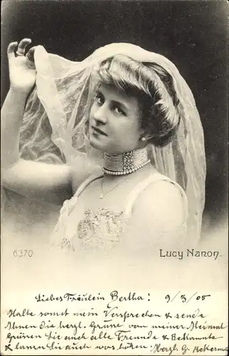 Ak Schauspielerin Lucy Nanon, Portrait