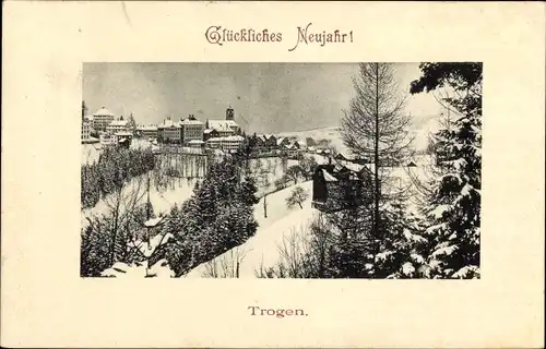 Ak Trogen Kanton Appenzell Ausserrhoden, Glückwunsch Neujahr, Panorama vom Ort