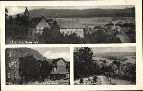 Ak Harderode Coppenbrügge Niedersachsen, Gasthaus Schumann, Panorama vom Kirchplatz