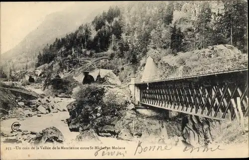Ak Saint Michel Savoie, Un coin de la Vallee de la Maurienne