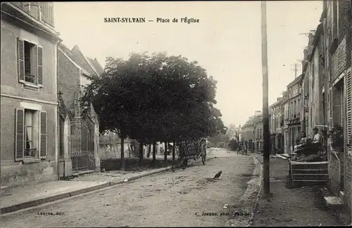 Ak Saint Sylvain Calvados, Place de l'Eglise