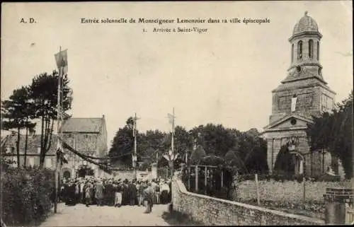 Ak Bayeux Calvados, Arrivee  de Monseigneur Lemonnier a Saint Vigor