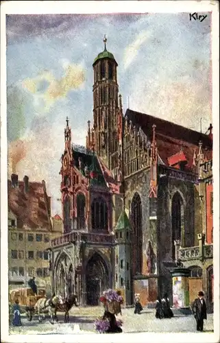 Künstler Ak Kley, Heinrich, Nürnberg, Bayerische Jubiläums Landesausstellung 1906, Frauenkirche