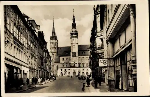 Ak Bautzen in der Oberlausitz, Inn. Lauenstraße mit Rathaus