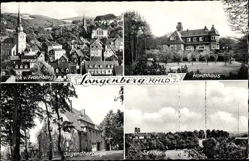 Ak Langenberg Velbert im Rheinland, Panorama vom Frohnberg, Hordthaus, Jugendherberge, Sender