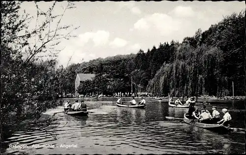 Ak Ratingen Nordrhein Westfalen, Gaststätte Auermühle im Angertal, Ruderer