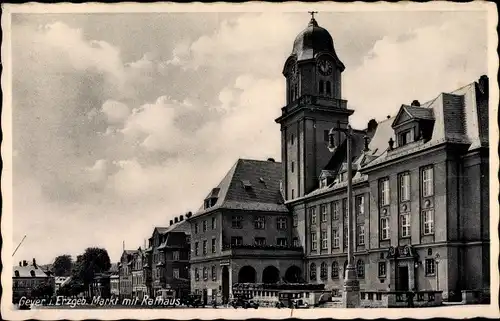 Ak Geyer im Erzgebirge Sachsen, Rathaus, Markt