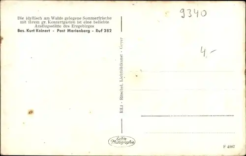 Ak Großrückerswalde im Erzgebirge, Schindelbachmühle, Bes. Kurt Keinert