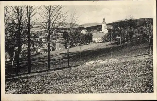 Ak Drebach Erzgebirge, Teilansicht mit Kirche