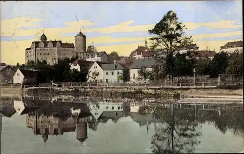 Ak Zschopau im Erzgebirge Sachsen, Teilansicht mit Schloss