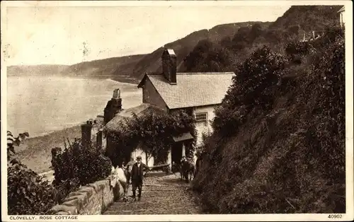 Ak Clovelly South West England, Rose Cottage