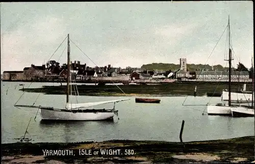Ak Yarmouth Isle of Wight South East, Blick auf den Ort