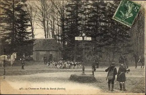 Ak Marigné Laillé Sarthe, La Chasse en Foret de Berce