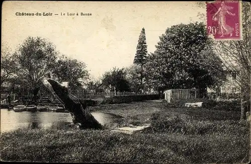 Ak Chateau du Loir Sarthe, Le Loir a Banne