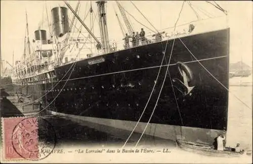 Ak Le Havre Seine Maritime, La Lorraine dans le Bassin l'Eure, French Line