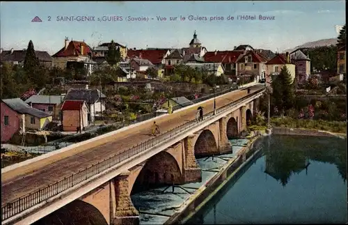 Ak Saint Genix sur Guiers Savoie, Vue sur le Guiers prise de l'Hotel Bavuz