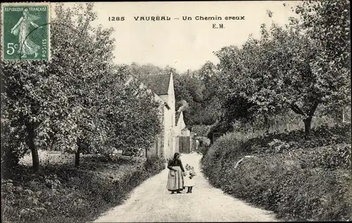 Ak Vauréal Val d´Oise, Un Chemin ereaux