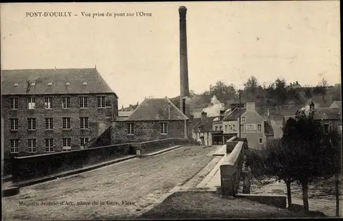 Ak Pont d Ouilly Calvados, Vue prise du pont sur l'Orne