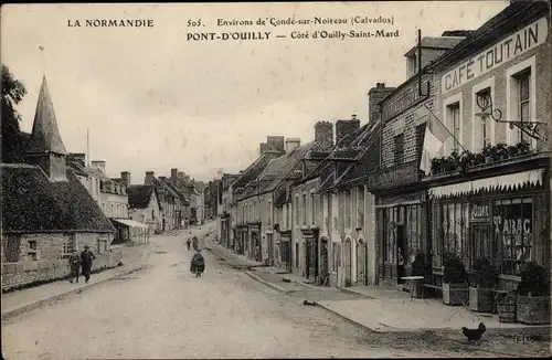 Ak Pont d Ouilly Calvados, Cote d'Ouilly Saint Mard, Cafe Toutain