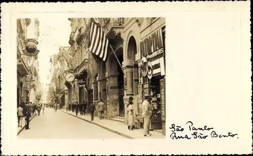 Foto Ak São Paulo Brasilien, Rua Sao Bento, Geschäfte
