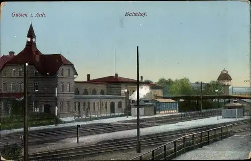 Ak Güsten in Anhalt, Bahnhof, Gleisseite