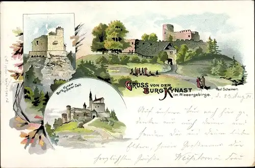 Künstler Litho Scheinert, Paul, Sobieszów Hermsdorf Kynast Riesengebirge Schlesien, Burgruine