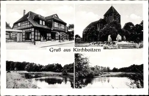 Ak Kirchboitzen Walsrode, Kaufhaus J. Wunsch, Bad, Seeblick, Kirche